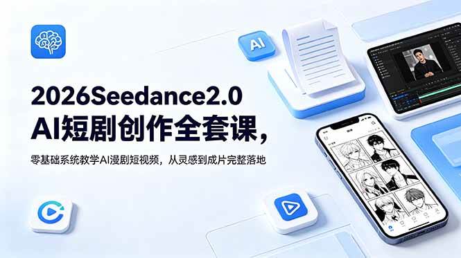 （18958期）2026Seedance2.0AI短剧创作全套课，零基础系统教学AI漫剧短视频，从灵感到成片完整落地-佰因轻创网