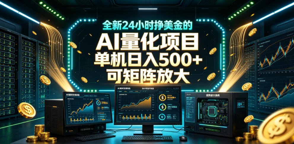 全新24小时挣美金的AI量化项目，单机日入500+，每天见收益，可矩阵放大【揭秘】-佰因轻创网