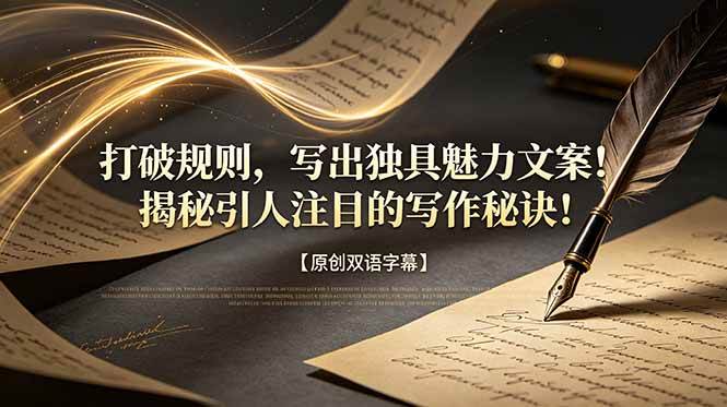 （18971期）打破规则，写出独具魅力文案！揭秘引人注目的写作秘诀！【原创双语字幕】-佰因轻创网