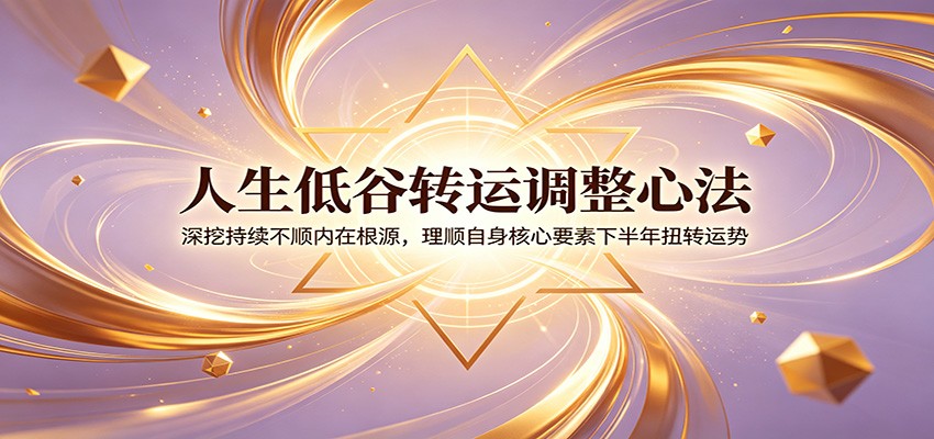 人生低谷转运调整心法：深挖持续不顺内在根源，理顺自身核心要素下半年扭转运势-佰因轻创网