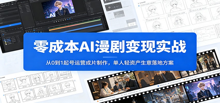 零成本AI漫剧变现实战：从0到1起号运营成片制作，单人轻资产生意落地方案-佰因轻创网