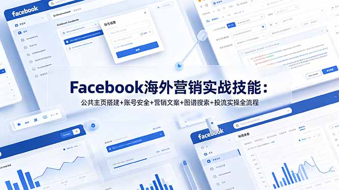 Facebook海外营销实战技能：公共主页搭建+账号安全+营销文案+图谱搜索+投流实操全流程-佰因轻创网