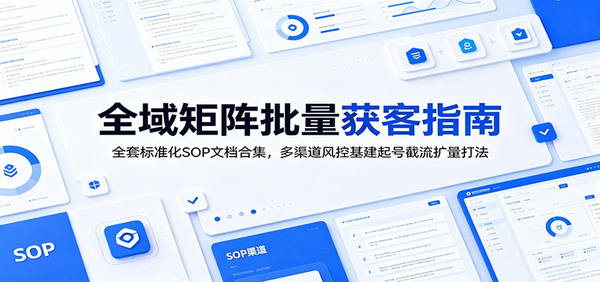 全域矩阵批量获客指南：全套标准化SOP文档合集，多渠道风控基建起号截流扩量打法-佰因轻创网