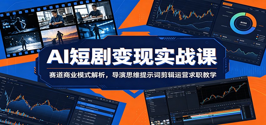 AI短剧变现实战课：赛道商业模式解析，导演思维提示词剪辑运营求职教学-佰因轻创网