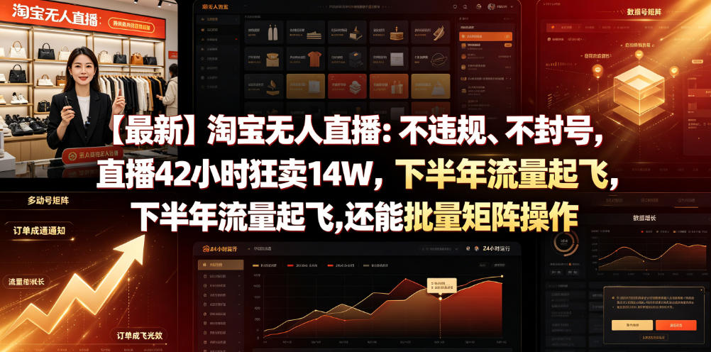 【最新】淘宝无人直播：不违规、不封号，直播42小时狂卖14W，下半年流量起飞，还能批量矩阵操作【揭秘】-佰因轻创网