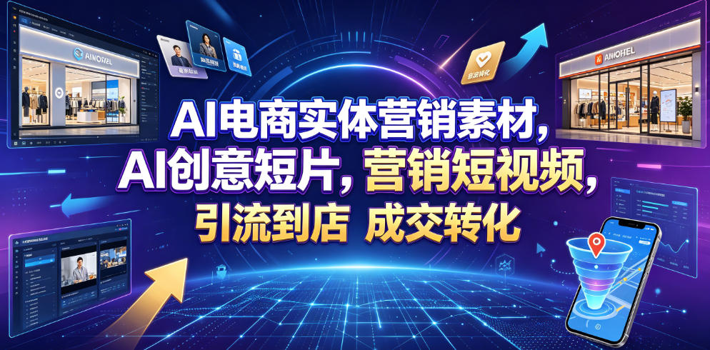 AI电商实体营销素材，AI创意短片，高效打造营销短视频，轻松引流到店，稳定提升门店客流与成交转化-佰因轻创网