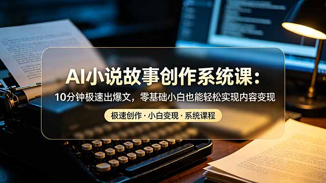 AI小说故事创作系统课：10分钟极速出爆文，零基础小白也能轻松实现内容变现-佰因轻创网
