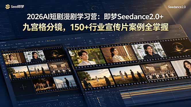2026AI短剧漫剧学习营：即梦Seedance2.0+九宫格分镜，150+行业宣传片案例全掌握-佰因轻创网