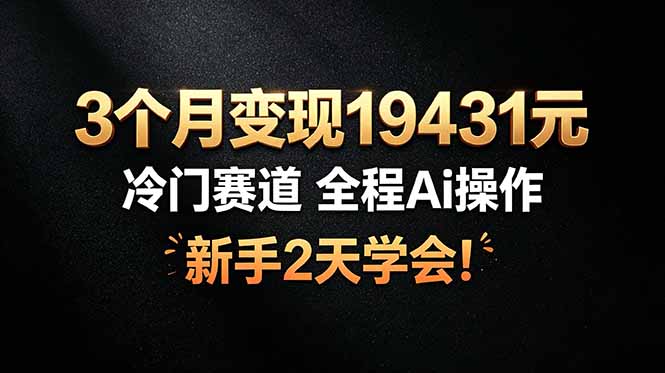 3个月变现19431元，冷门赛道 全程Ai操作，新手2天学会！-佰因轻创网