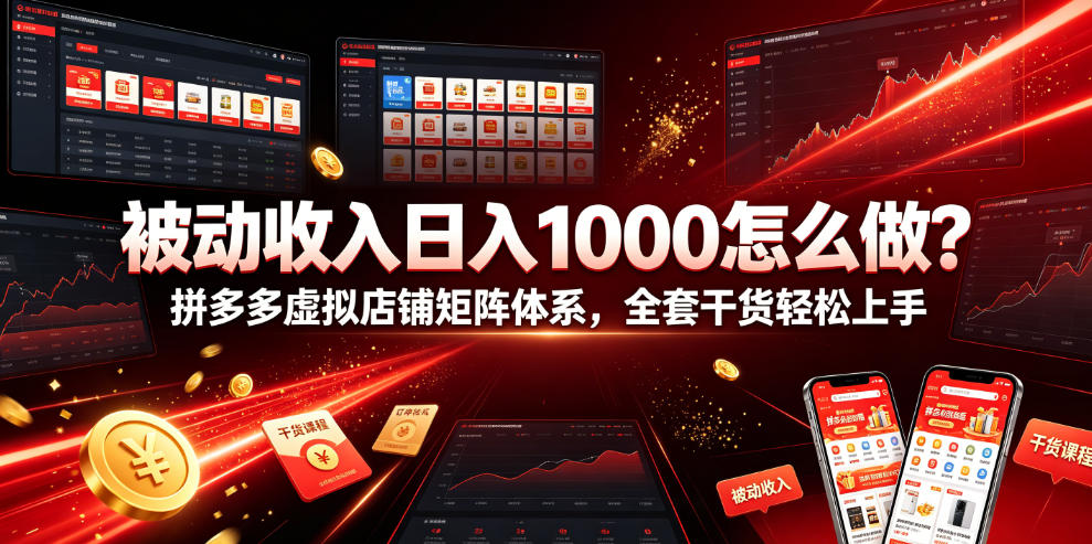 被动收入日入1000怎么做？拼多多虚拟店铺矩阵体系，全套干货轻松上手【揭秘】-佰因轻创网