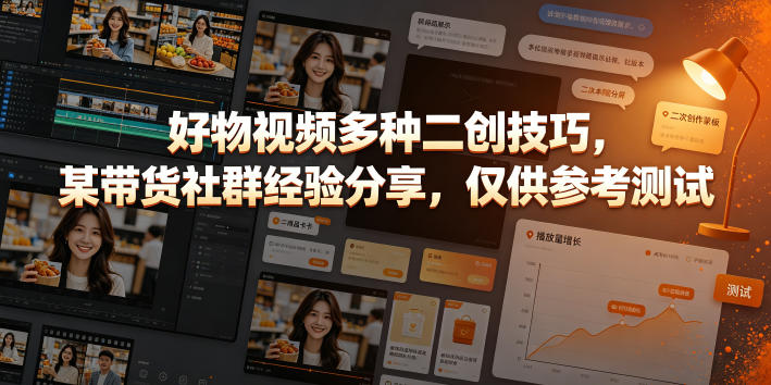 好物视频多种二创技巧，某带货社群经验分享，仅供参考测试-佰因轻创网
