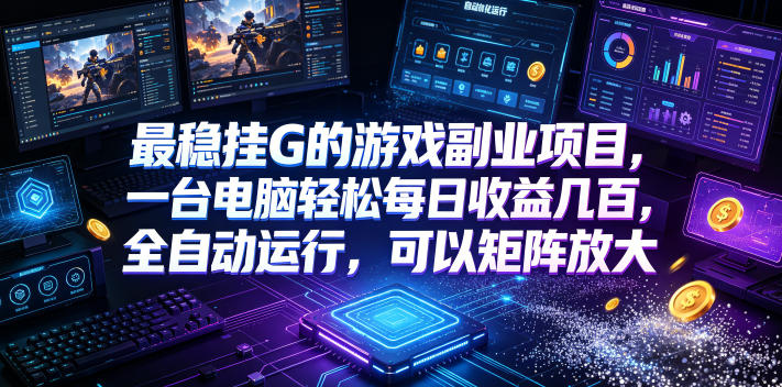 最稳挂G的游戏副业项目，一台电脑轻松每日收益几百，全自动运行，可以矩阵放大【揭秘】-佰因轻创网