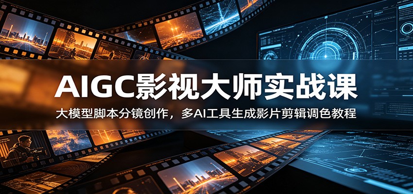 AIGC影视大师实战课：大模型脚本分镜创作，多AI工具生成影片剪辑调色教程-佰因轻创网