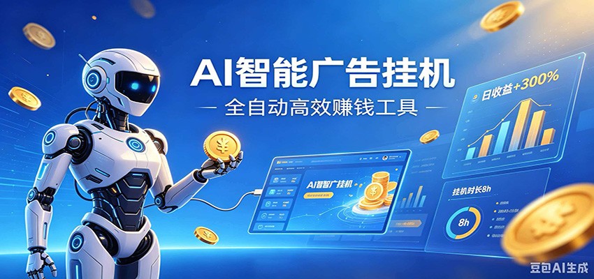 AI智能广告挂机，小白轻松上手，在家自动赚收益-佰因轻创网