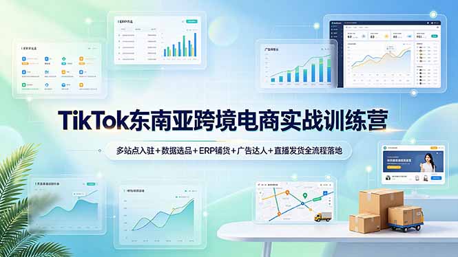 TikTok东南亚跨境电商实战训练营：多站点入驻+数据选品+ERP铺货+广告达人+直播发货全流程落地-佰因轻创网