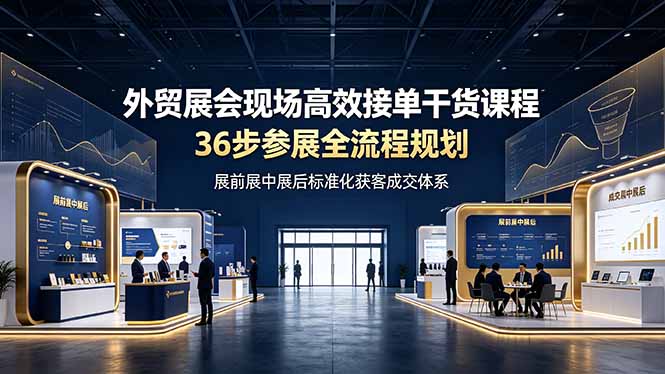 外贸展会现场高效接单干货课程，36步参展全流程规划，展前展中展后标准化获客成交体系-佰因轻创网