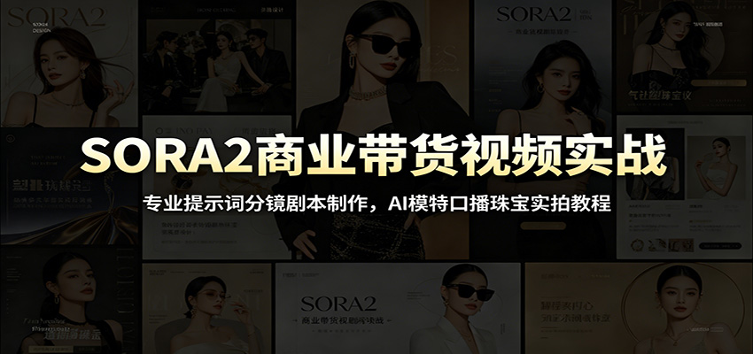 SORA2商业带货视频实战:专业提示词分镜剧本制作,AI模特口播珠宝实拍教程-佰因轻创网