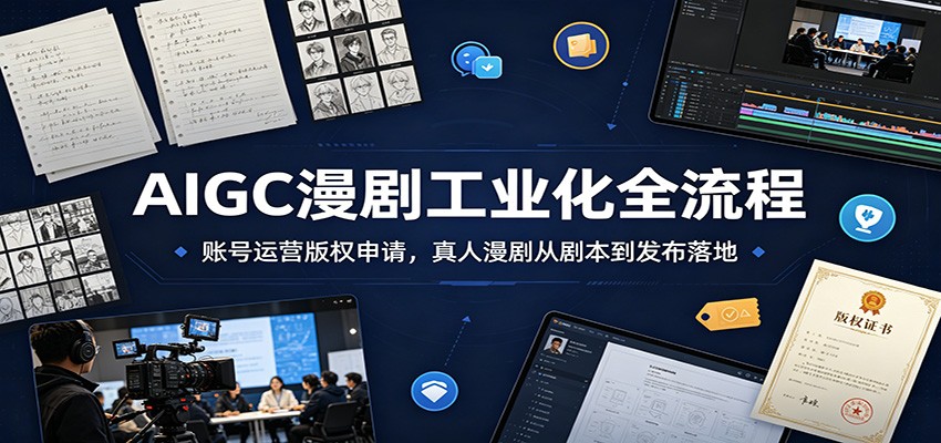 AIGC漫剧工业化全流程：账号运营版权申请，真人漫剧从剧本到发布落地-佰因轻创网