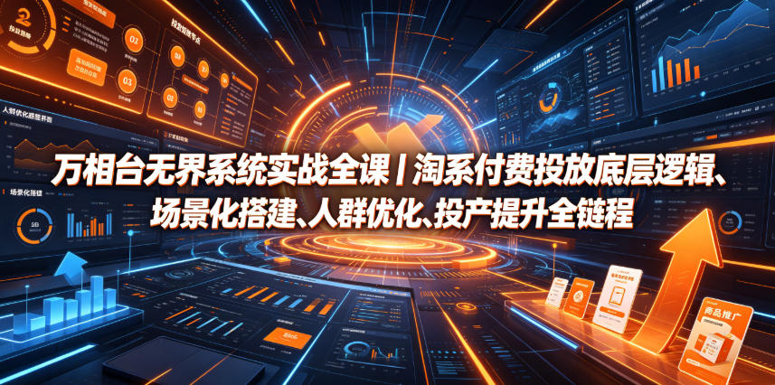 万相台无界系统实战全课｜淘系付费投放底层逻辑、场景化搭建、人群优化、投产提升全链路运营教程-佰因轻创网