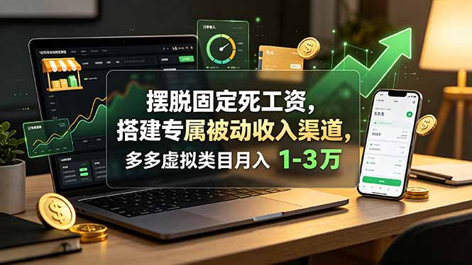 摆脱固定死工资，搭建专属被动收入渠道，多多虚拟类目月入 1-3 万-佰因轻创网