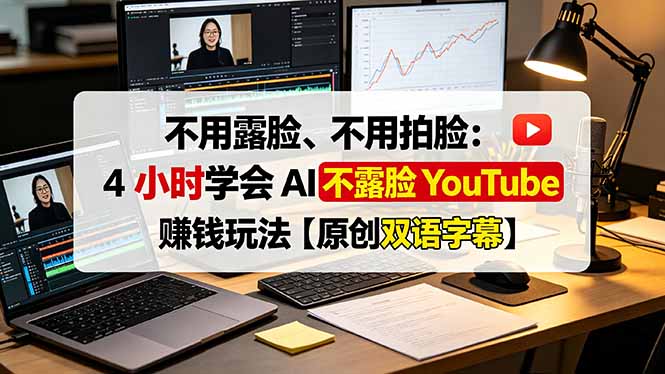 不用露脸、不用拍脸：4 小时学会 AI 不露脸 YouTube 赚钱玩法【原创双语字幕】-佰因轻创网