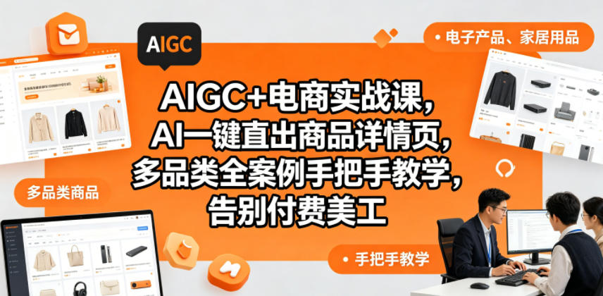 AIGC+电商实战课，AI一键直出商品详情页，多品类全案例手把手教学，告别付费美工(更新0704)-佰因轻创网