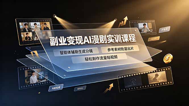 副业变现AI漫剧实训课程，智能体辅助生成分镜，参考素材批量出片，轻松制作流量短视频-佰因轻创网
