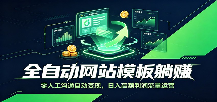 全自动网站模板躺赚：零人工沟通自动变现，日入高额利润流量运营-佰因轻创网