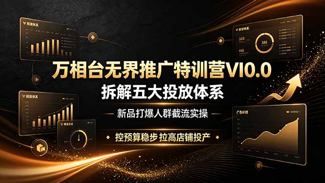 万相台无界推广特训营VI0.0，拆解五大投放体系，新品打爆人群截流实操，控预算稳步拉高店铺投产-佰因轻创网