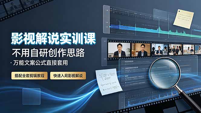 影视解说实训课：不用自研创作思路，万能文案公式直接套用，搭配全套剪辑教程，快速入局影视解说-佰因轻创网