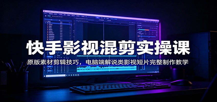 快手影视混剪实操课：原版素材剪辑技巧，电脑端解说类影视短片完整制作教学-佰因轻创网