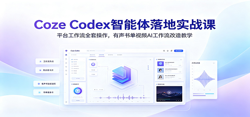 Coze Codex智能体落地实战课：平台工作流全套操作，有声书单视频AI工作流改造教学-佰因轻创网