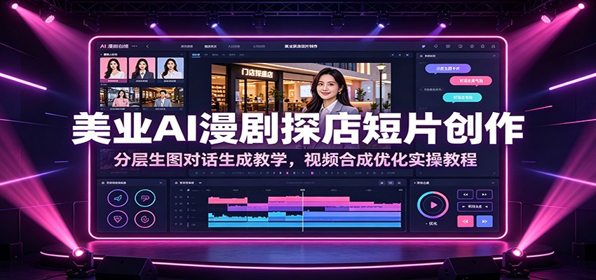 美业AI漫剧探店短片创作：分层生图对话生成教学，视频合成优化实操教程-佰因轻创网