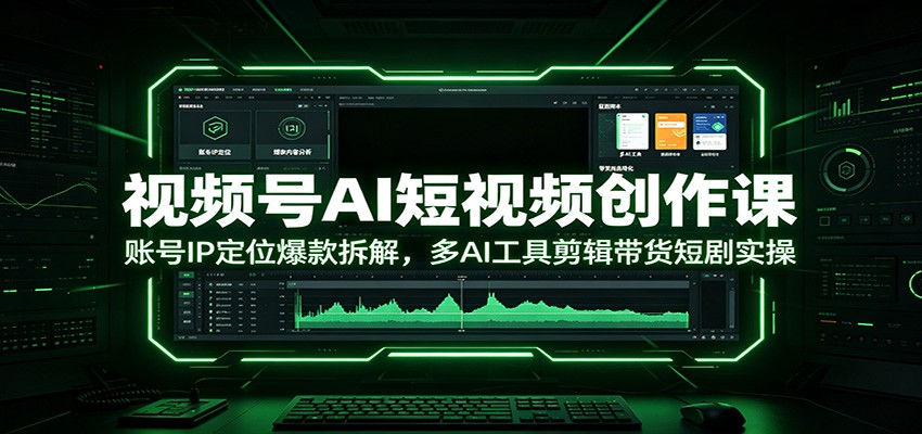视频号AI短视频创作课：账号IP定位爆款拆解，多AI工具剪辑带货短剧实操-佰因轻创网