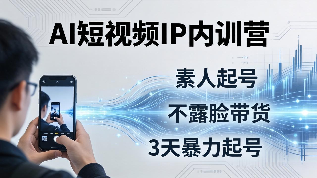 2026AI短视频IP内训营-更新：从素人起号到不露脸带货，3天暴力起号全流程拆解-佰因轻创网