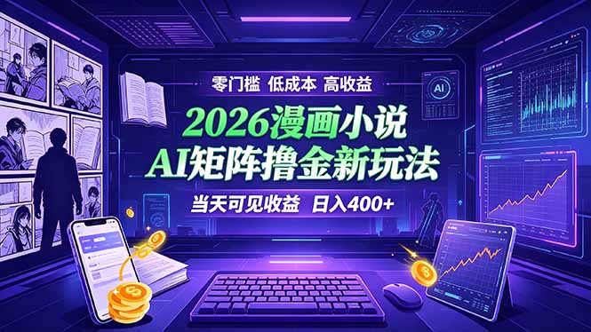 爆款小说漫画大阅读    ai矩阵操作    当天可见收益  日入400+    零门槛    高收益-佰因轻创网