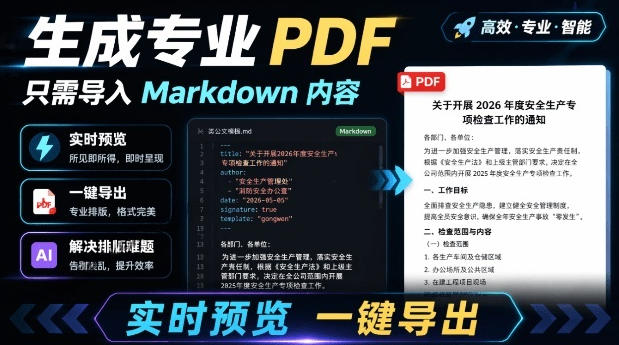 只需导入Markdown内容，实时预览一键导出专业PDF！轻松解决AI生成内容排版问题Presto-佰因轻创网