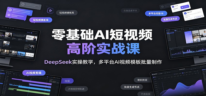 零基础AI短视频高阶实战课：DeepSeek实操教学，多平台AI视频模板批量制作-佰因轻创网