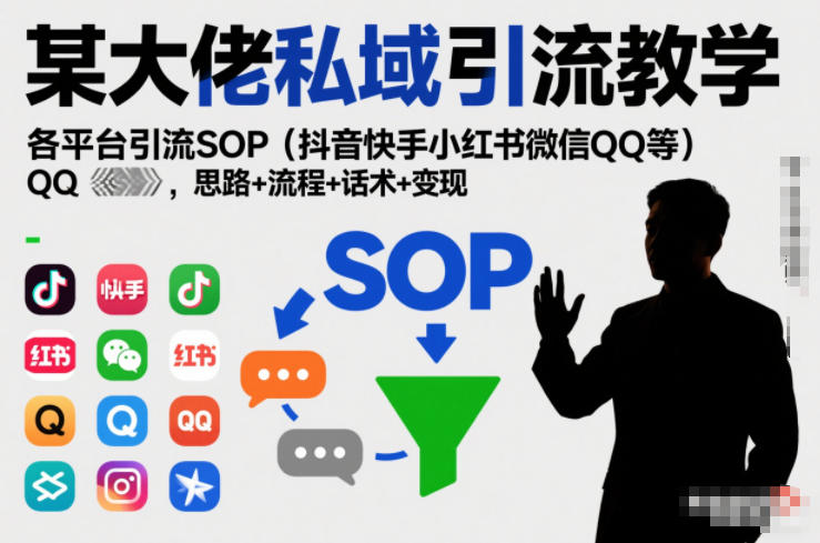 某大佬私域引流教学，各平台引流SOP(抖音快手小红书微信QQ等)，思路+流程+话术+变现(更新0708)-佰因轻创网