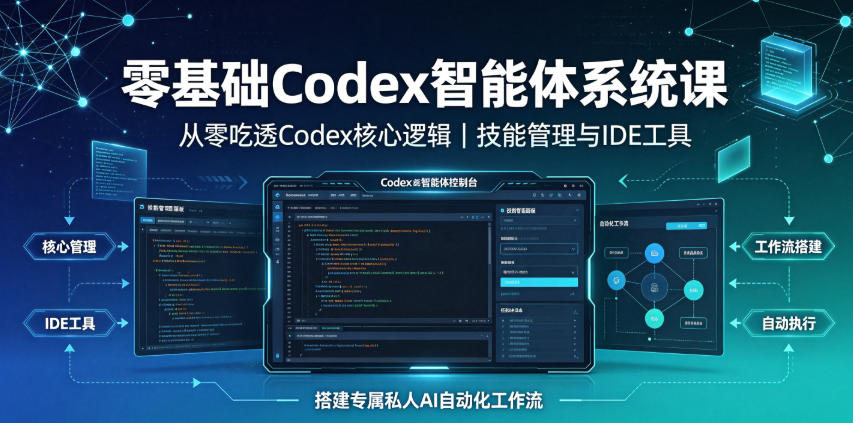 零基础Codex智能体系统课｜从零吃透Codex核心逻辑、技能管理与IDE工具，搭建专属私人AI自动化工作流-佰因轻创网