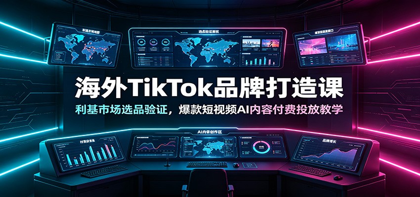 海外TikTok品牌打造课：利基市场选品验证，爆款短视频AI内容付费投放教学-佰因轻创网