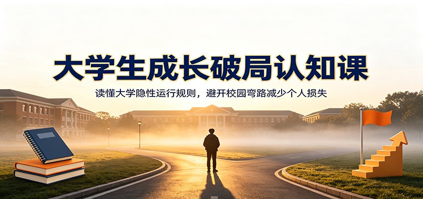 大学生成长破局认知课：读懂大学隐性运行规则，避开校园弯路减少个人损失-佰因轻创网