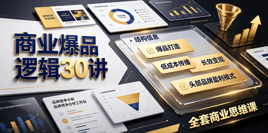 商业爆品逻辑30讲|拆解各行各业头部品牌盈利模式,吃透爆品打造、低成本传播、长效变现全套商业思维课-佰因轻创网