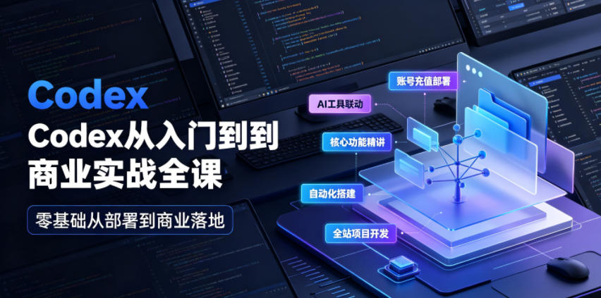 Codex从入门到商业实战全课｜账号充值部署、AI工具联动、核心功能精讲、自动化搭建、全站项目开发零基础教程-佰因轻创网