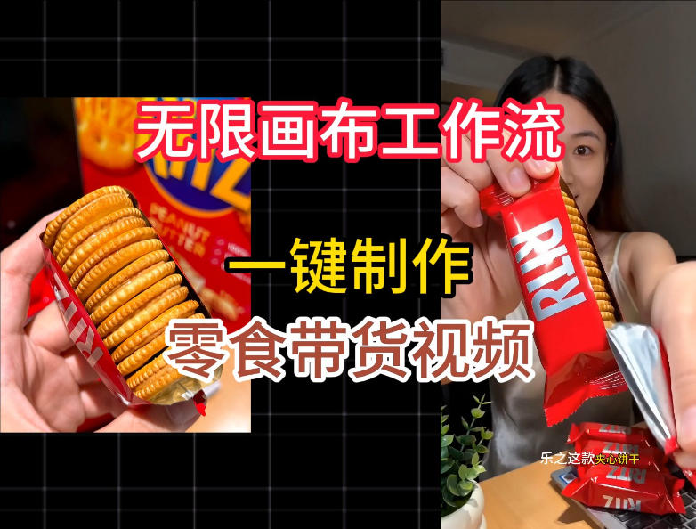 无限画布工作流一键制作零食带货视频，操作简单实操教学-佰因轻创网