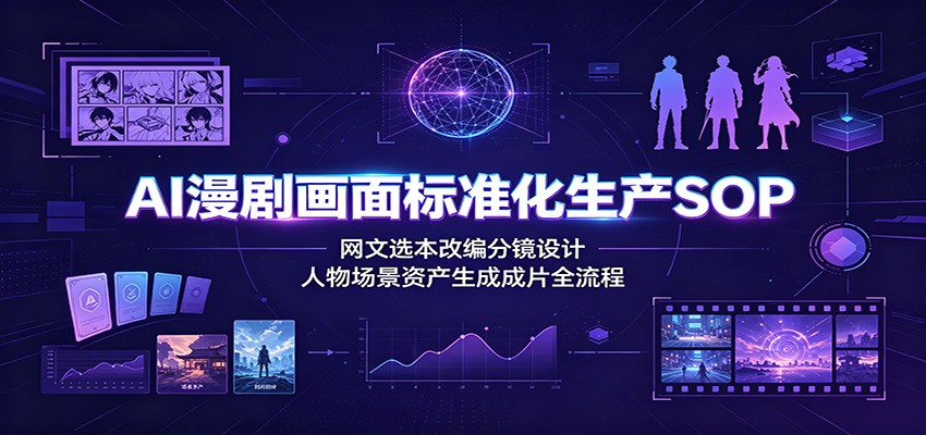 AI漫剧画面标准化生产SOP：网文选本改编分镜设计，人物场景资产生成成片全流程-佰因轻创网