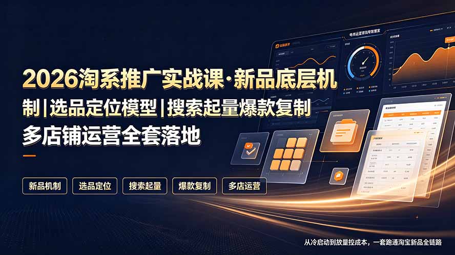 2026淘系推广实战课·新品底层机制｜选品定位模型｜搜索起量爆款复制多店铺运营全套落地教程-佰因轻创网