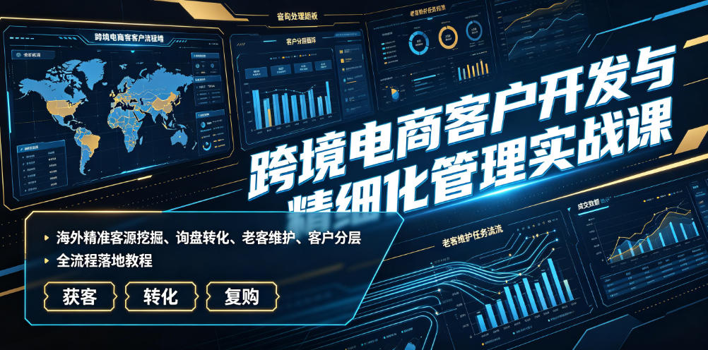 跨境电商客户开发与精细化管理实战课｜海外精准客源挖掘、询盘转化、老客维护、客户分层全流程落地教程-佰因轻创网