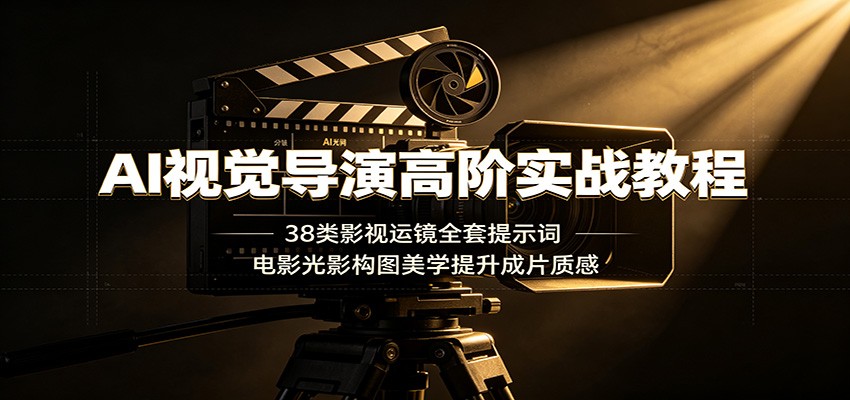 AI视觉导演高阶实战教程：38类影视运镜全套提示词，电影光影构图美学提升成片质感-佰因轻创网