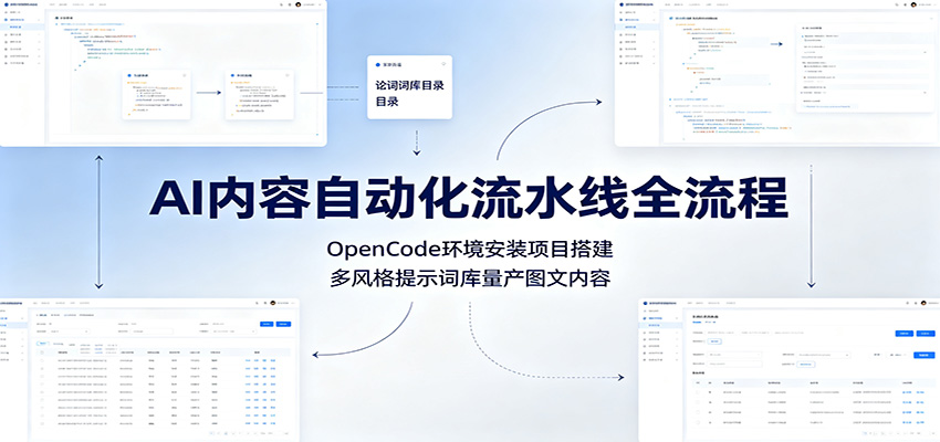 AI内容自动化流水线全流程：OpenCode环境安装项目搭建，多风格提示词库量产图文内容-佰因轻创网